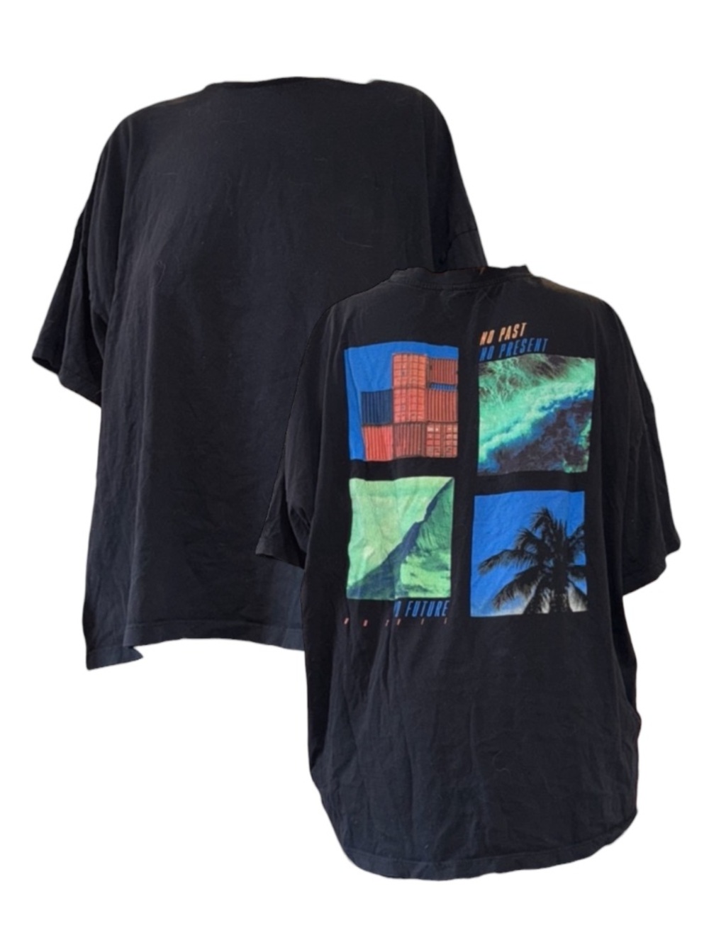 ASOS Black Short Sleeve Tee with Blue, Green and Orange Back Panels